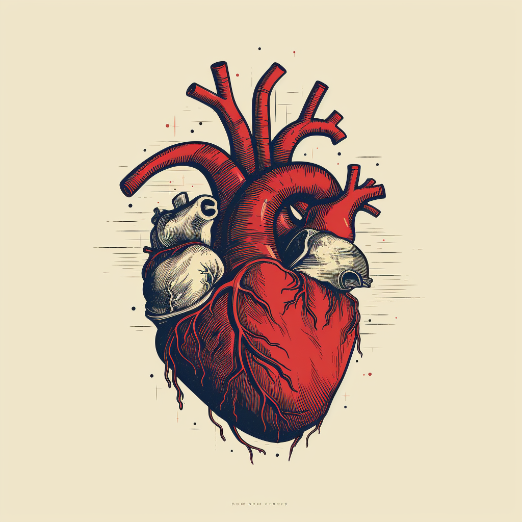 Anatomically correct heart in digital minimalist style