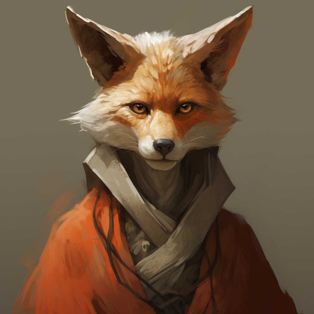 Digital Paint of Young Male Fox Ears Monk