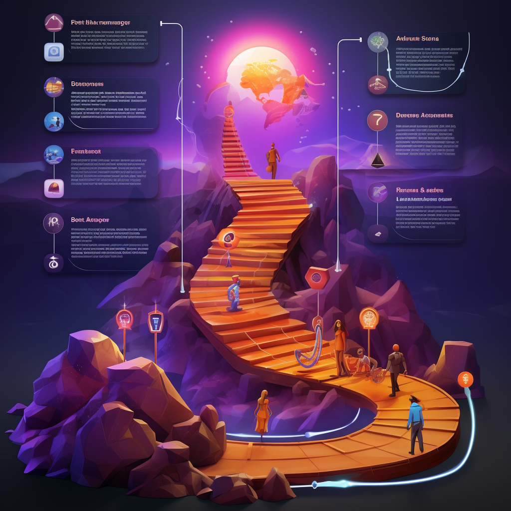 Digital roadmap infographic showing steps in project