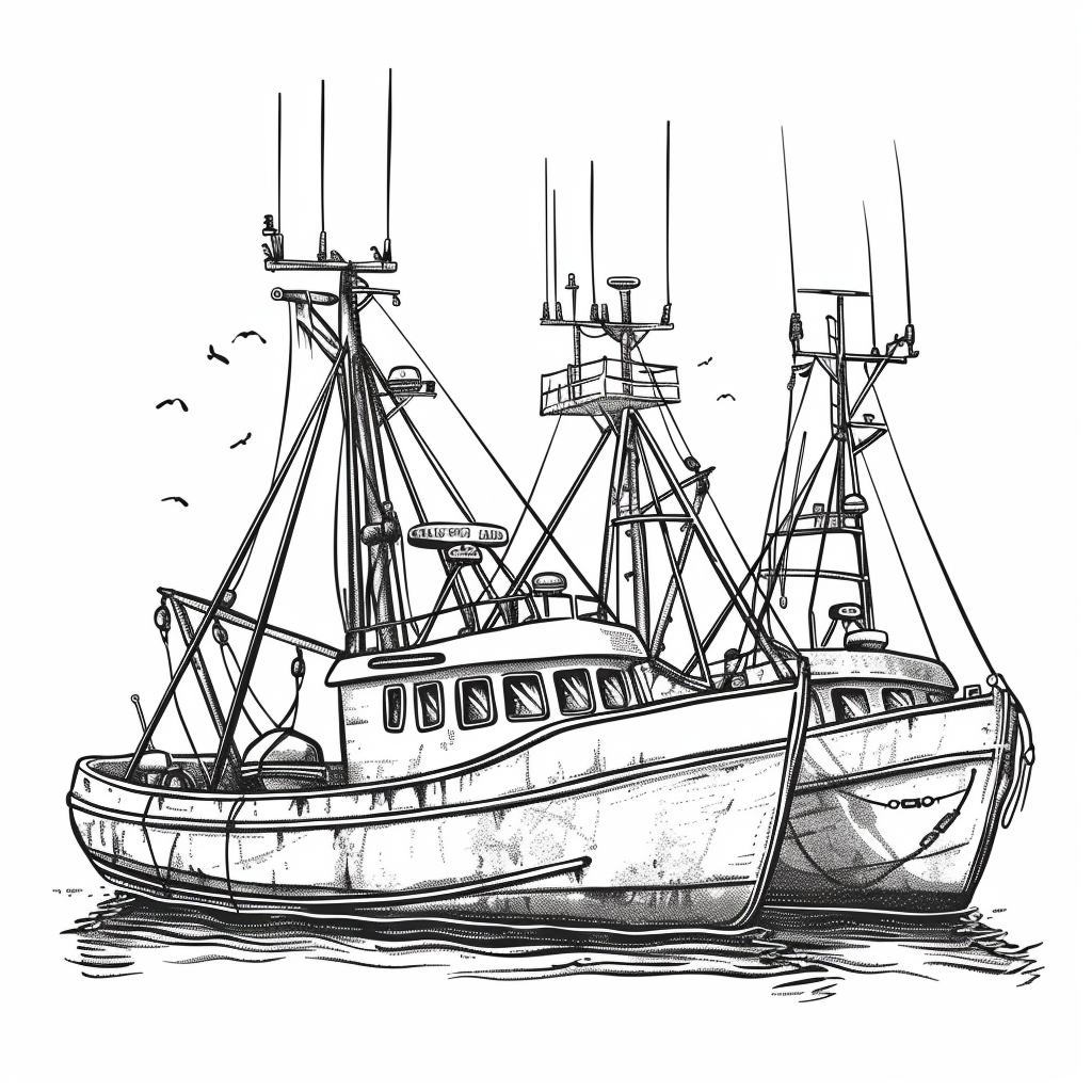 Fishing Boats Coloring Book Set