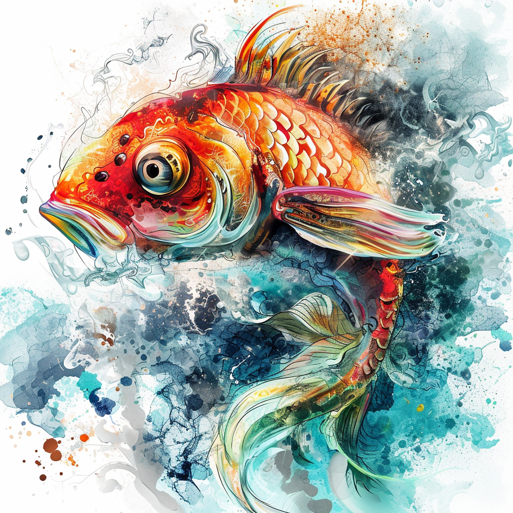 Aquatic Animals in Watercolor Style