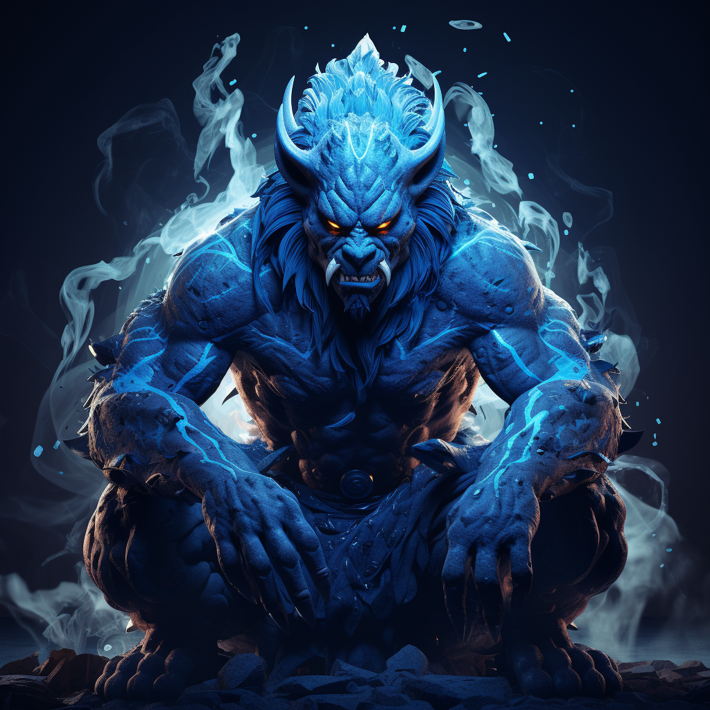 Digital Blue Oni Full Body