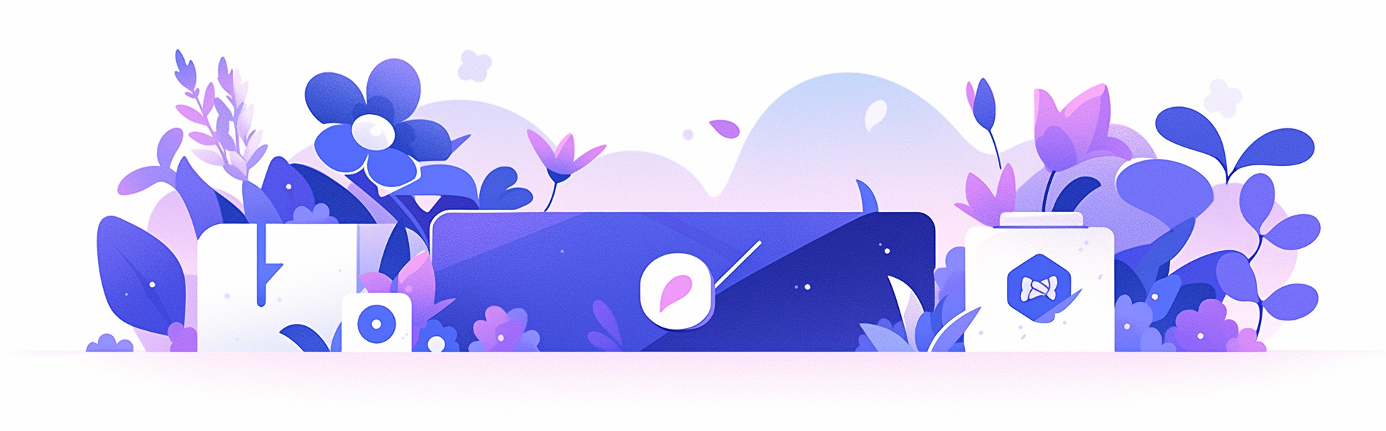 Minimalistic purple and white LinkedIn banner