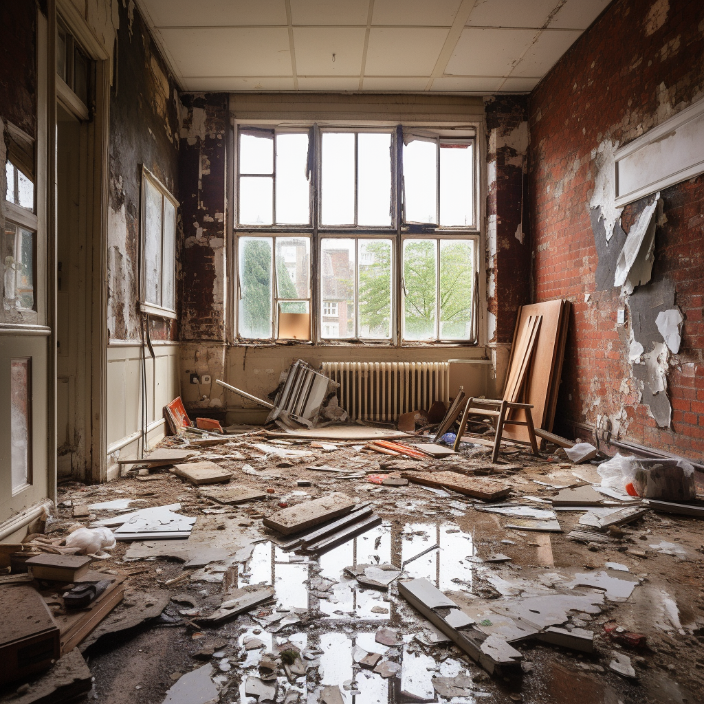 Abandoned room in English council estate