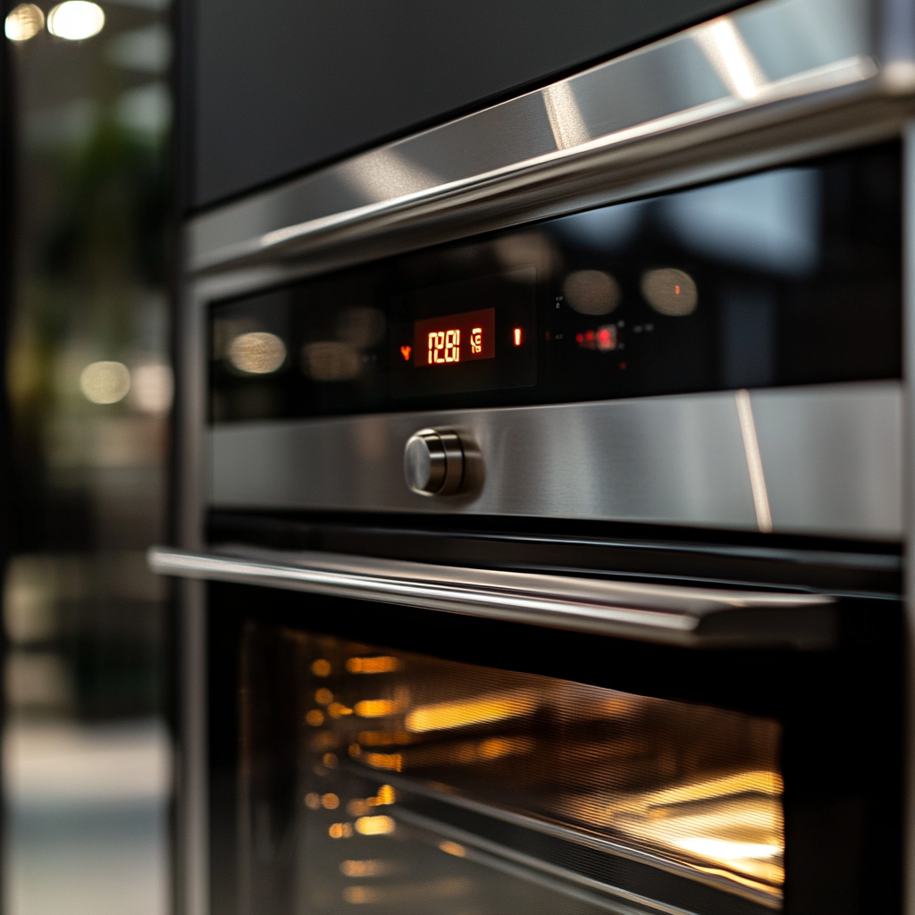 Illuminated stainless steel wall oven