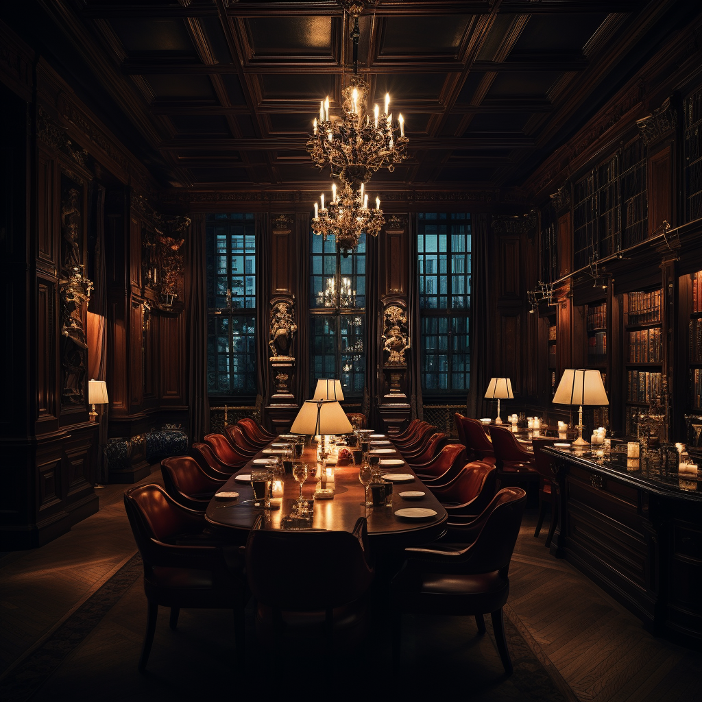 Dimly Lit Luxury Dining Room