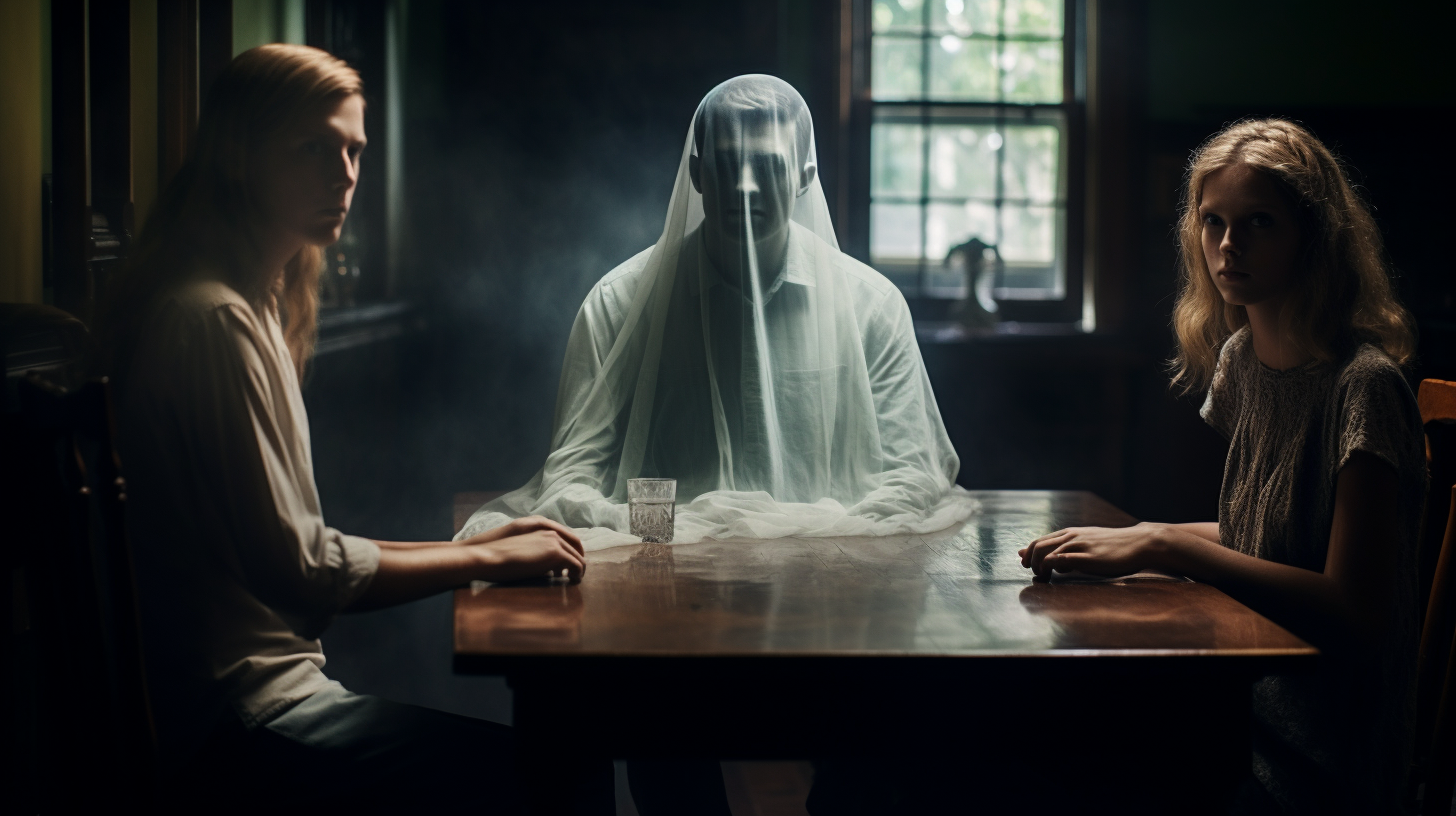 Ghost in dining room table scene