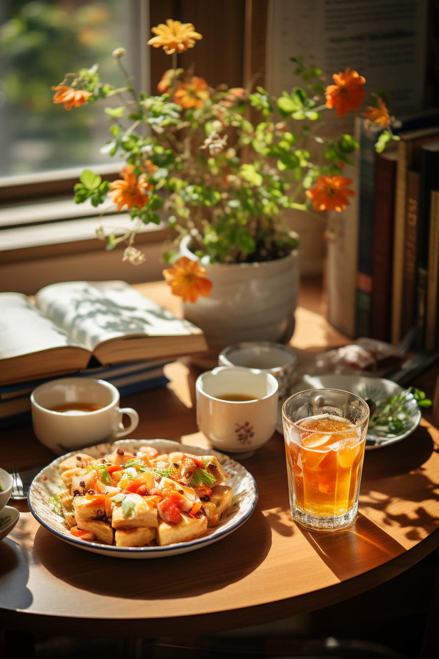 Coffee Cup, Salad Bowl, and Bookcase