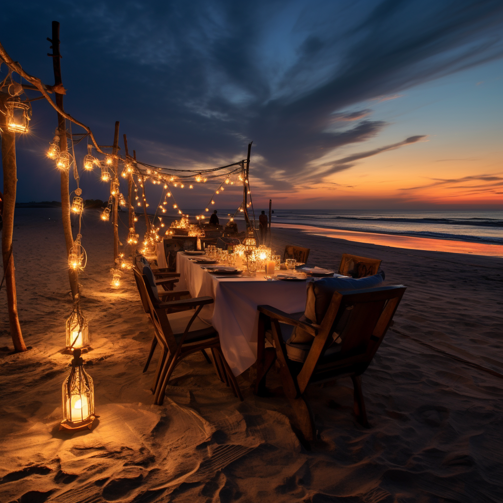 Dinner on Beach with Starry Sky or Sunset