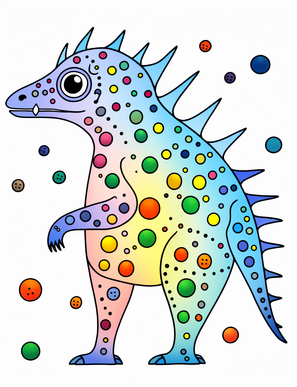 Coloring page of Dinopunk Dansaekhwa artwork