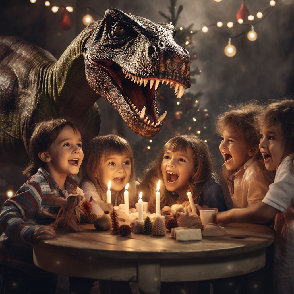 Children Celebrating Dinosaur Birthday