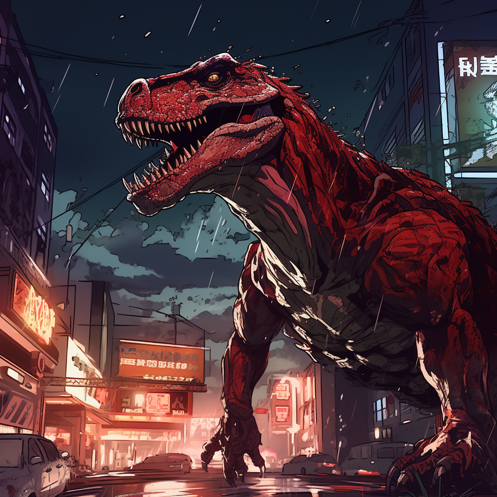 Anime-style futuristic robot dinosaur image