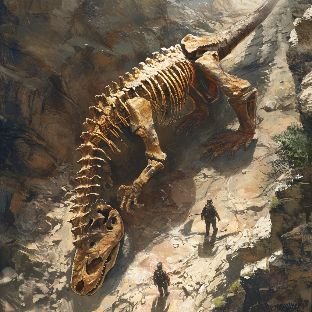 Fossilized Dinosaur in Rock