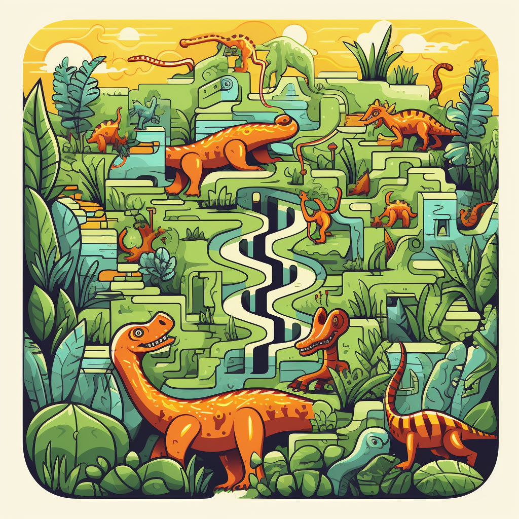 Dinosaur Maze Solution for Kids