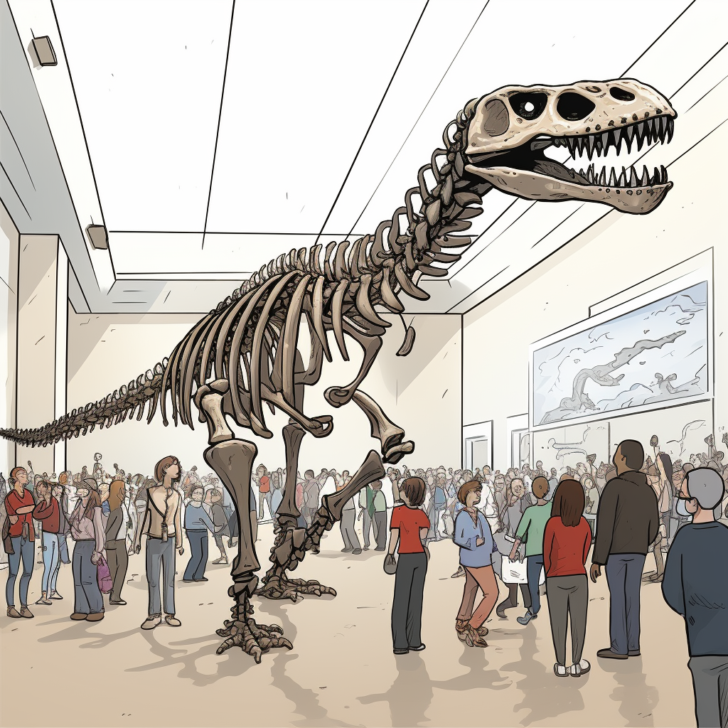 Dinosaur skeleton in a museum