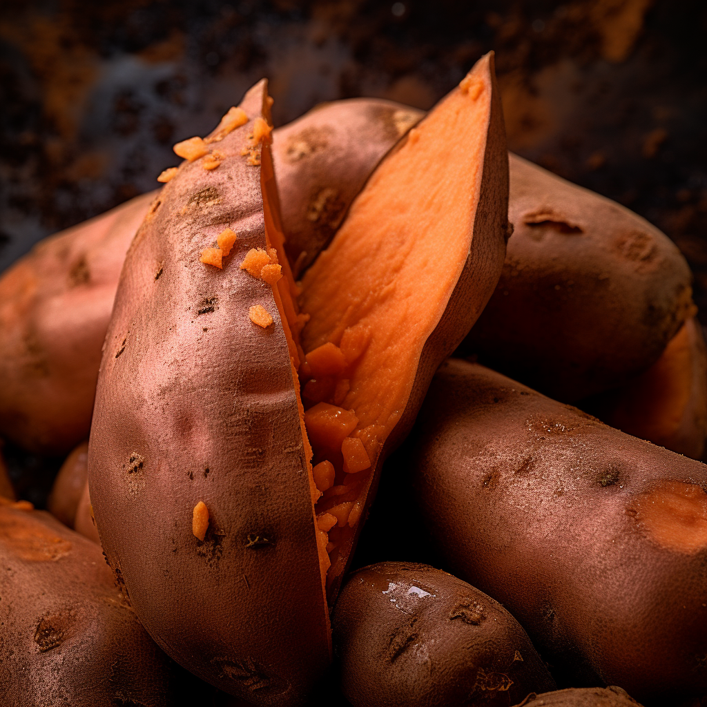 Close-up of a tantalizing dired sweet potato