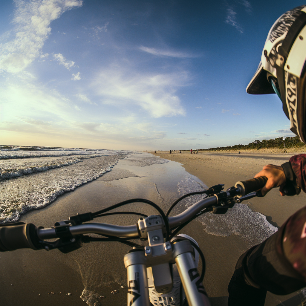 Adventurous dirtbike ride on the beach