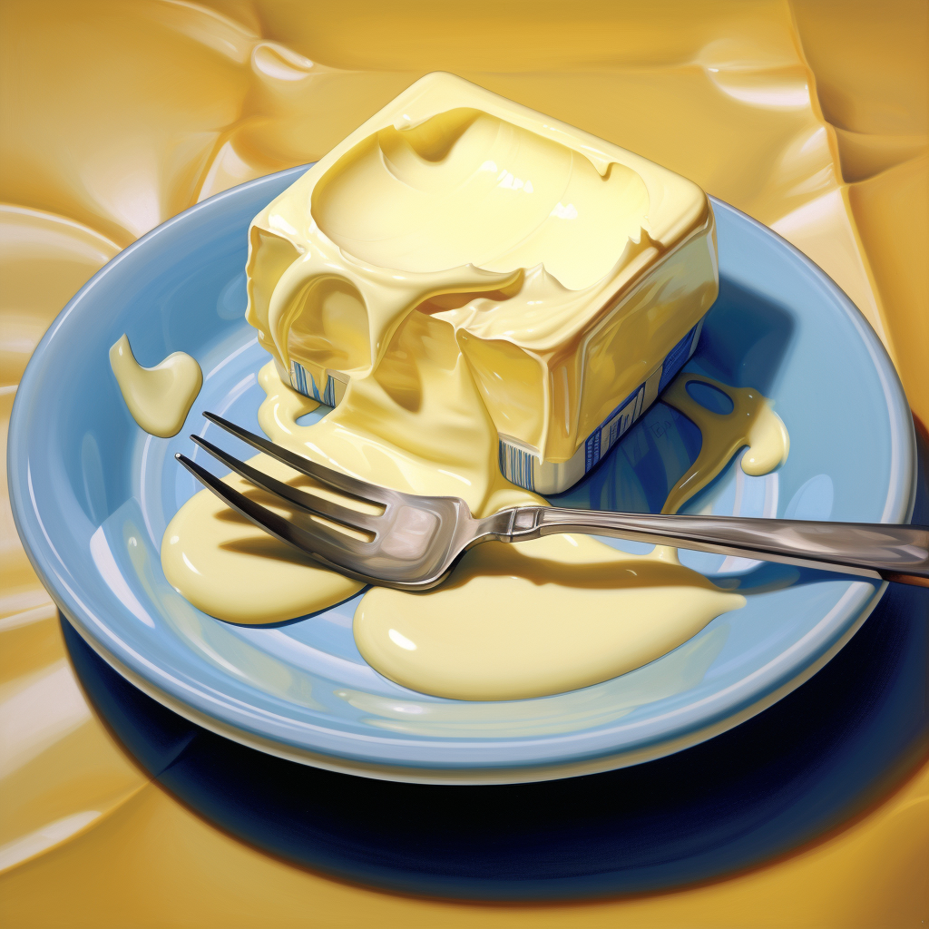 Box of dirty butter on a plate