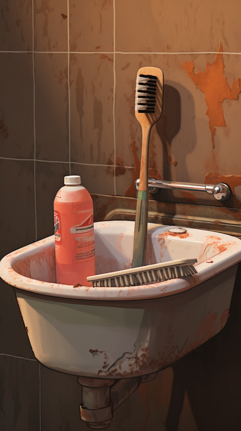 Image of a dirty tub and toothbrush