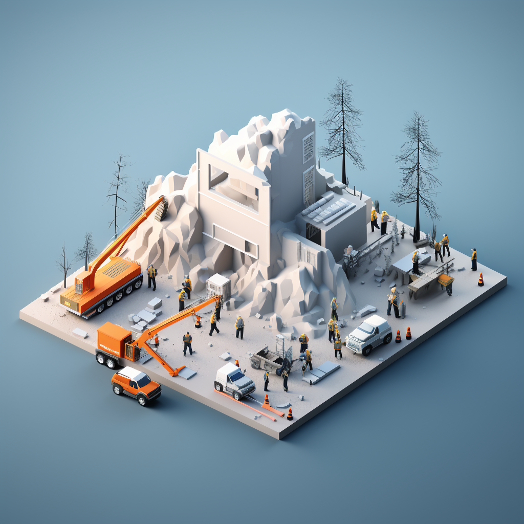 Isometric Disaster Recovery Job Site