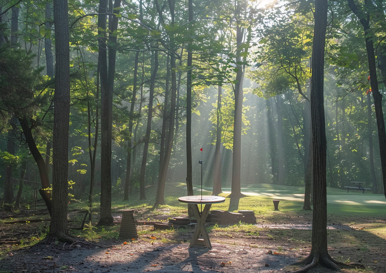 Disc Golf Forest Morning Light Rays