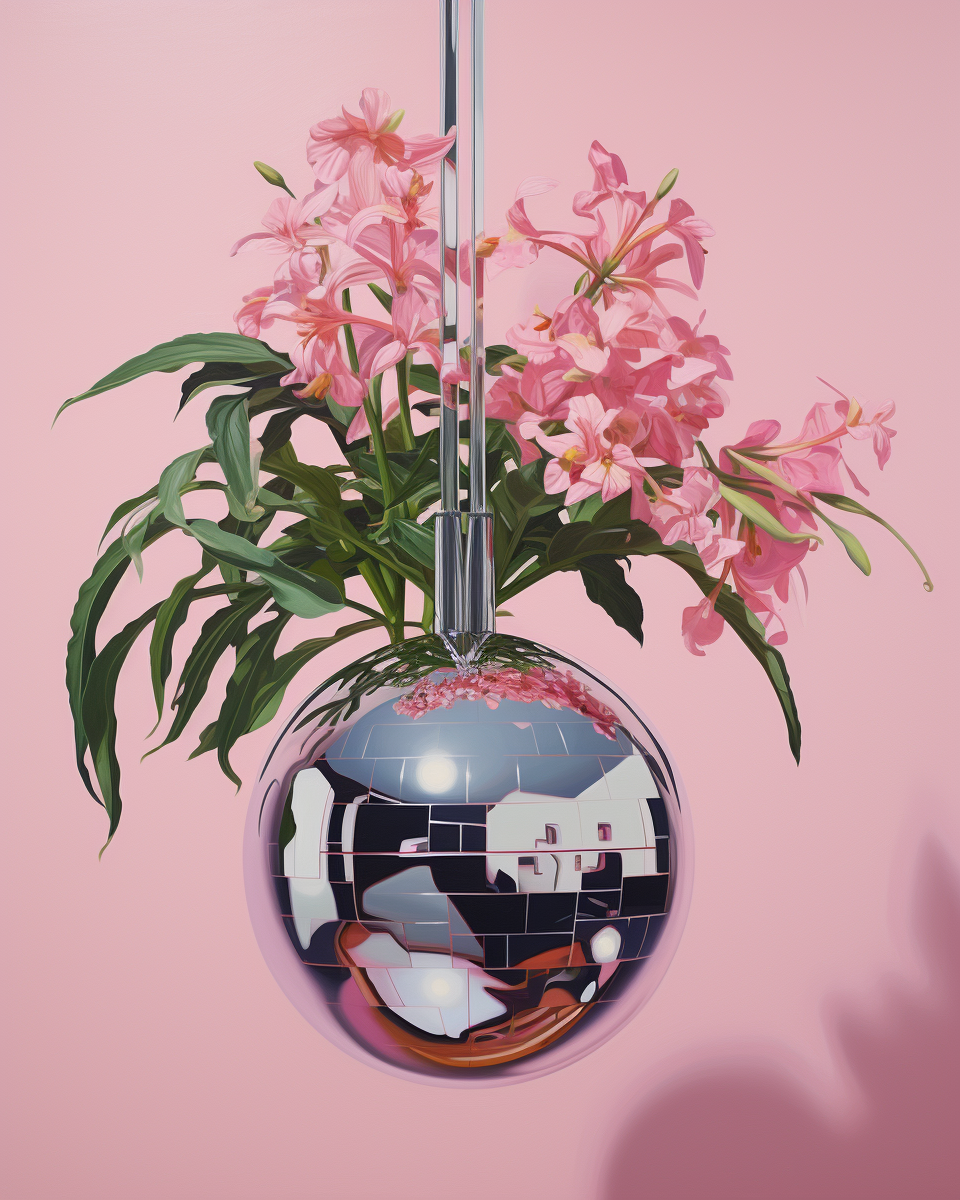 Disco Ball Hanging Planter with Modern Flowers