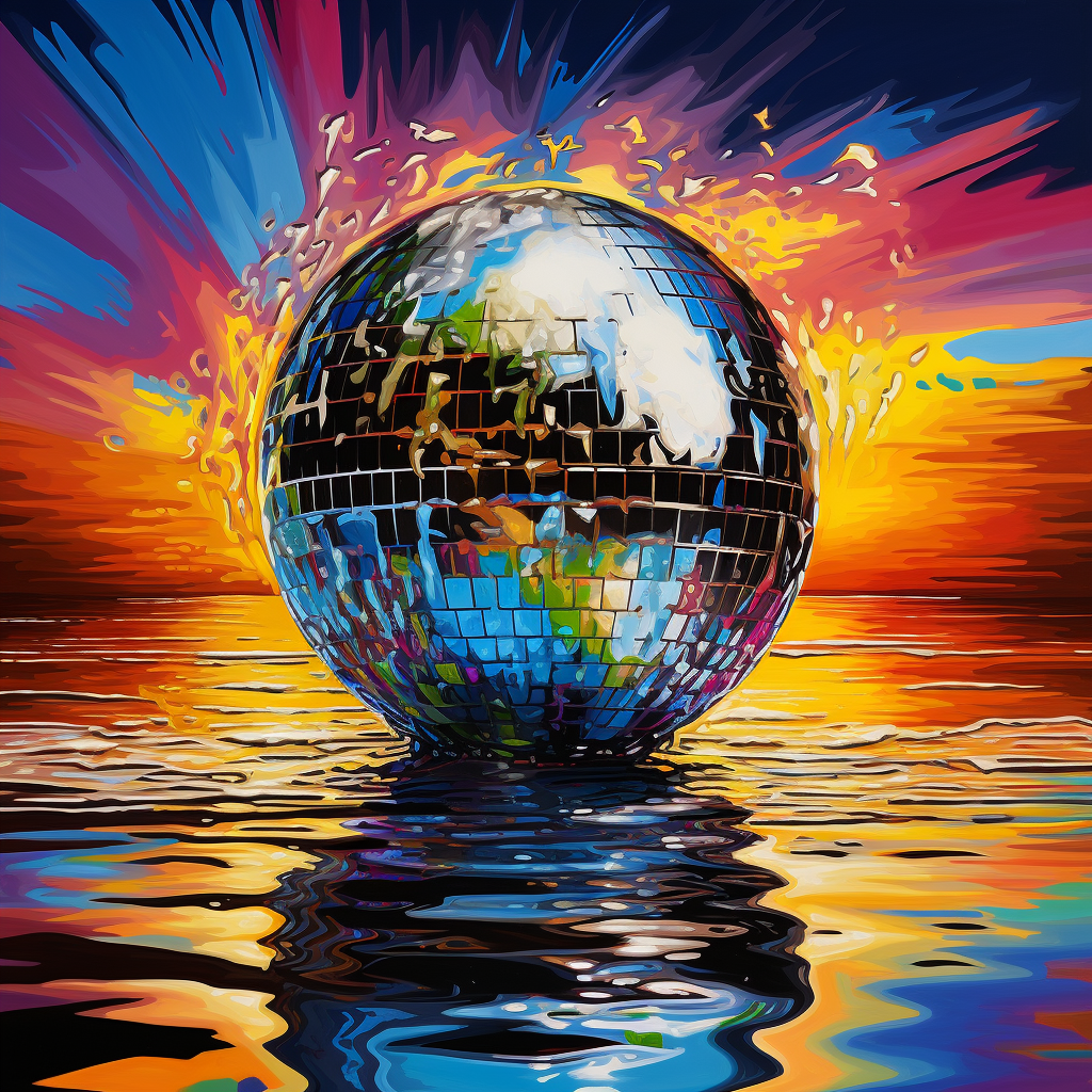 Disco ball melting psychedelic art