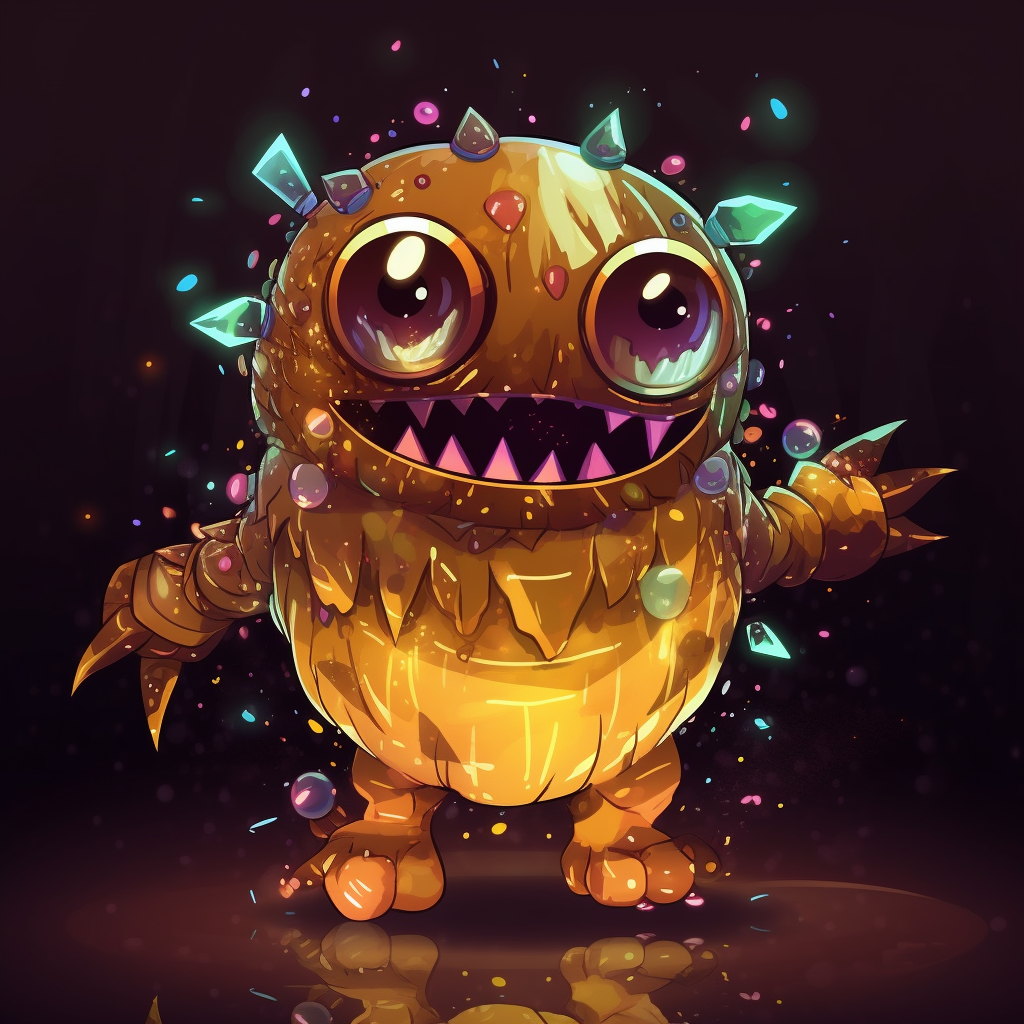 Friendly disco ball monster dancing