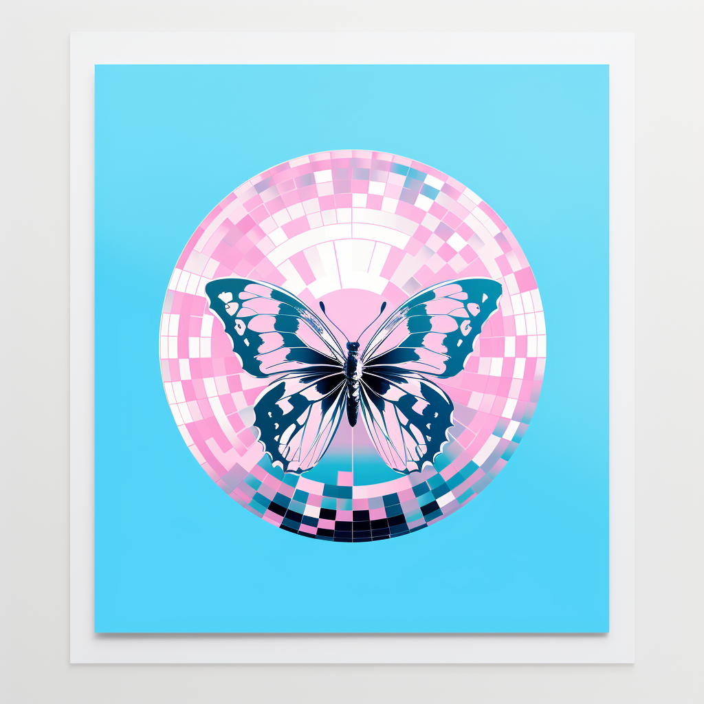 Cute disco ball print with butterfly