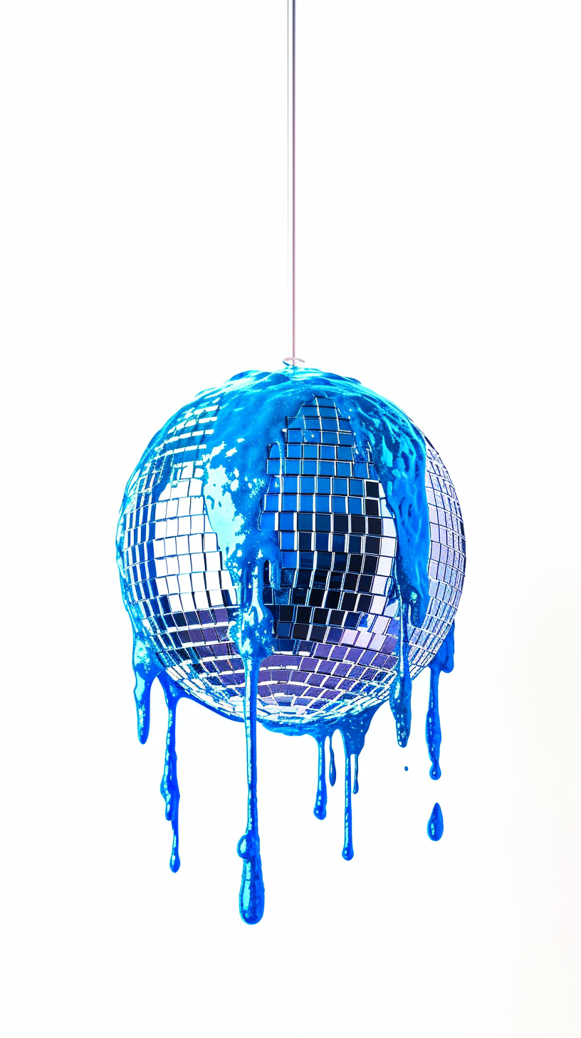 Shiny blue slime chrome disco ball