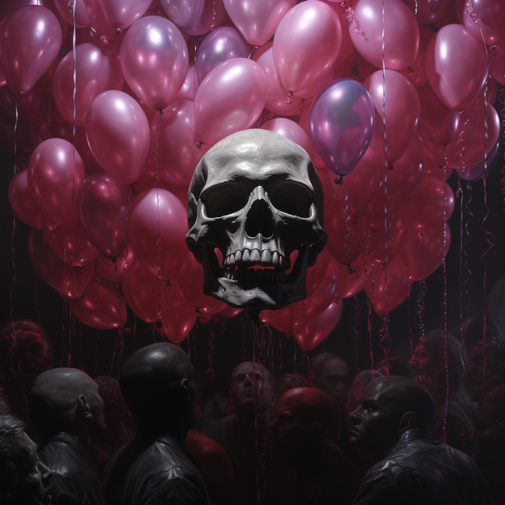 Skull in Disco Club with Balloons