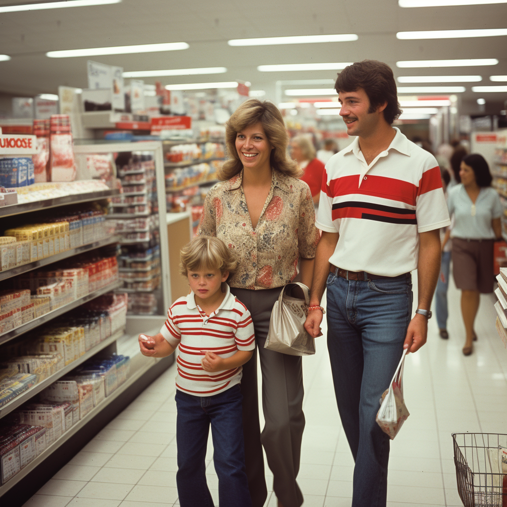 Family shopping in discount department store