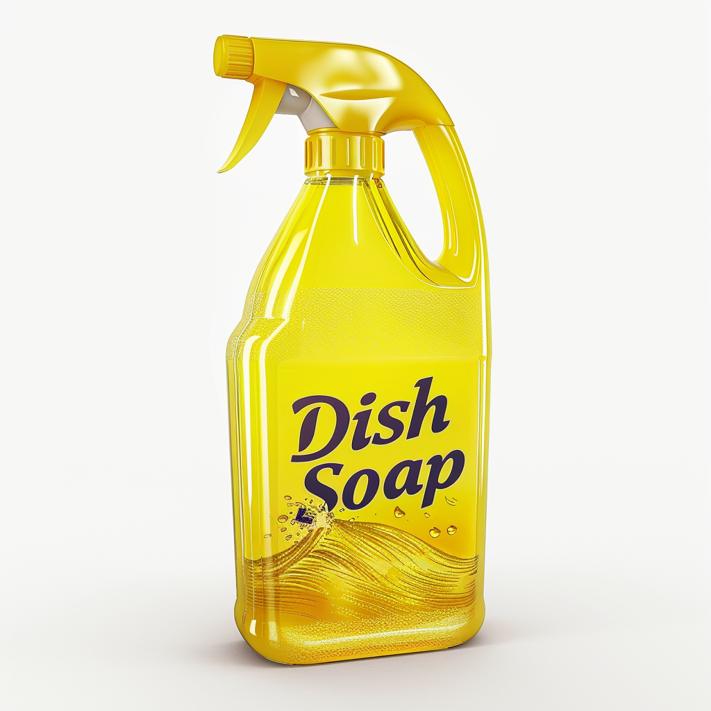 Yellow Dish Soap Detergent Bottle