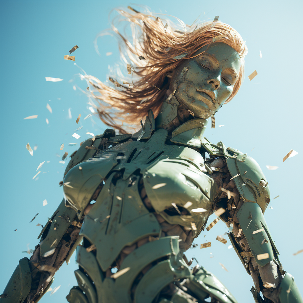 Woman Disintegrating Armor Beautifully