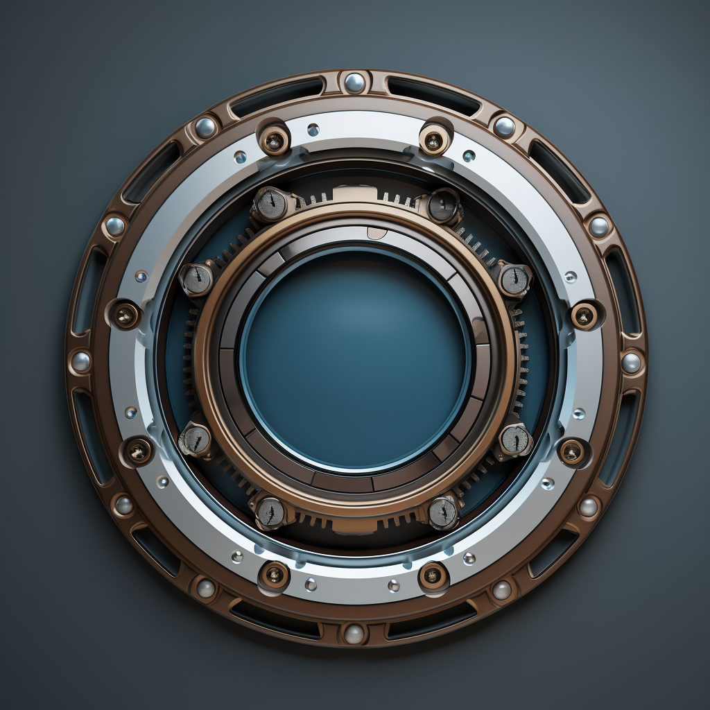 Sleek circular disk gear window with small inner gears