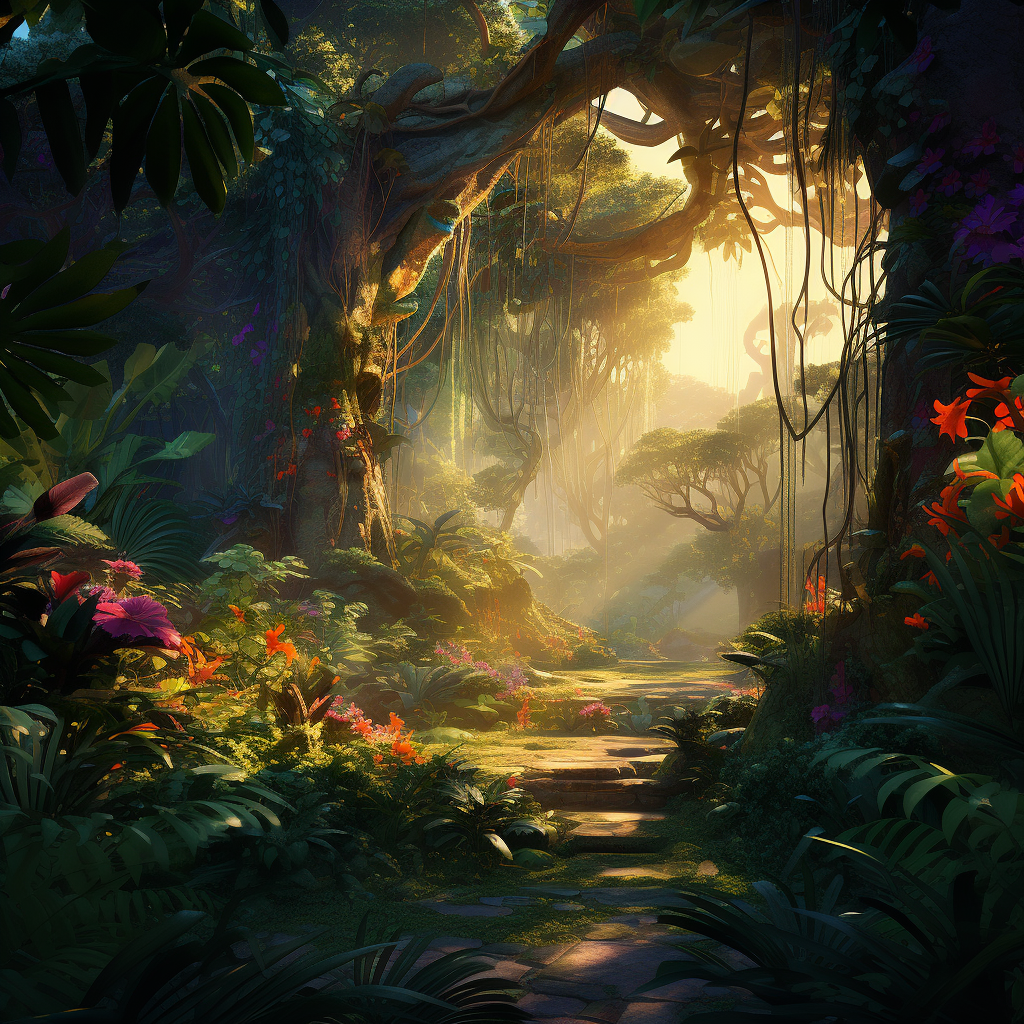 Vibrant jungle scenery in Tarzan theme