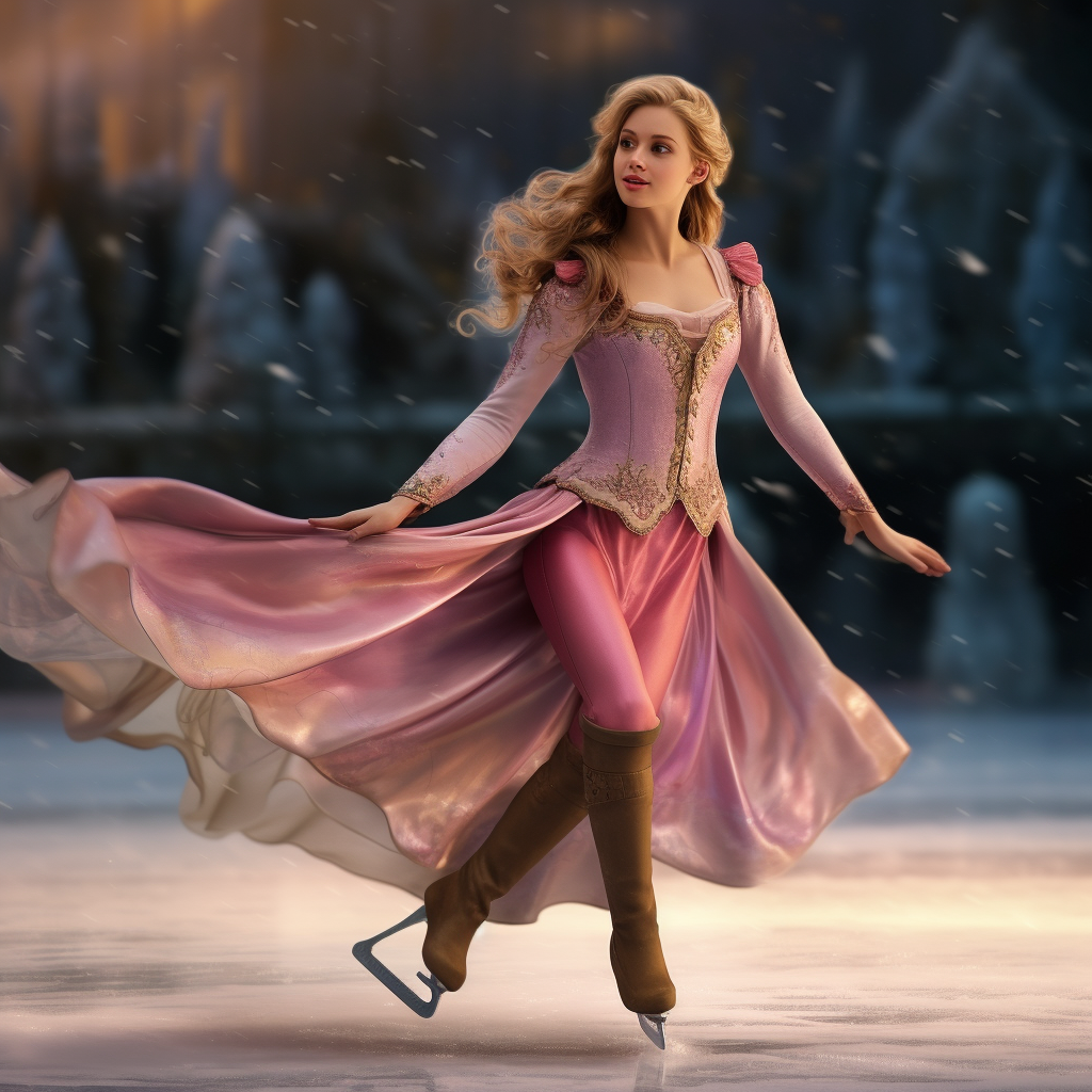 Disney Princess Aurora Ice Skating Frozen Lake