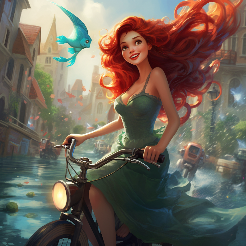 Disney Princesses Riding Bikes Together