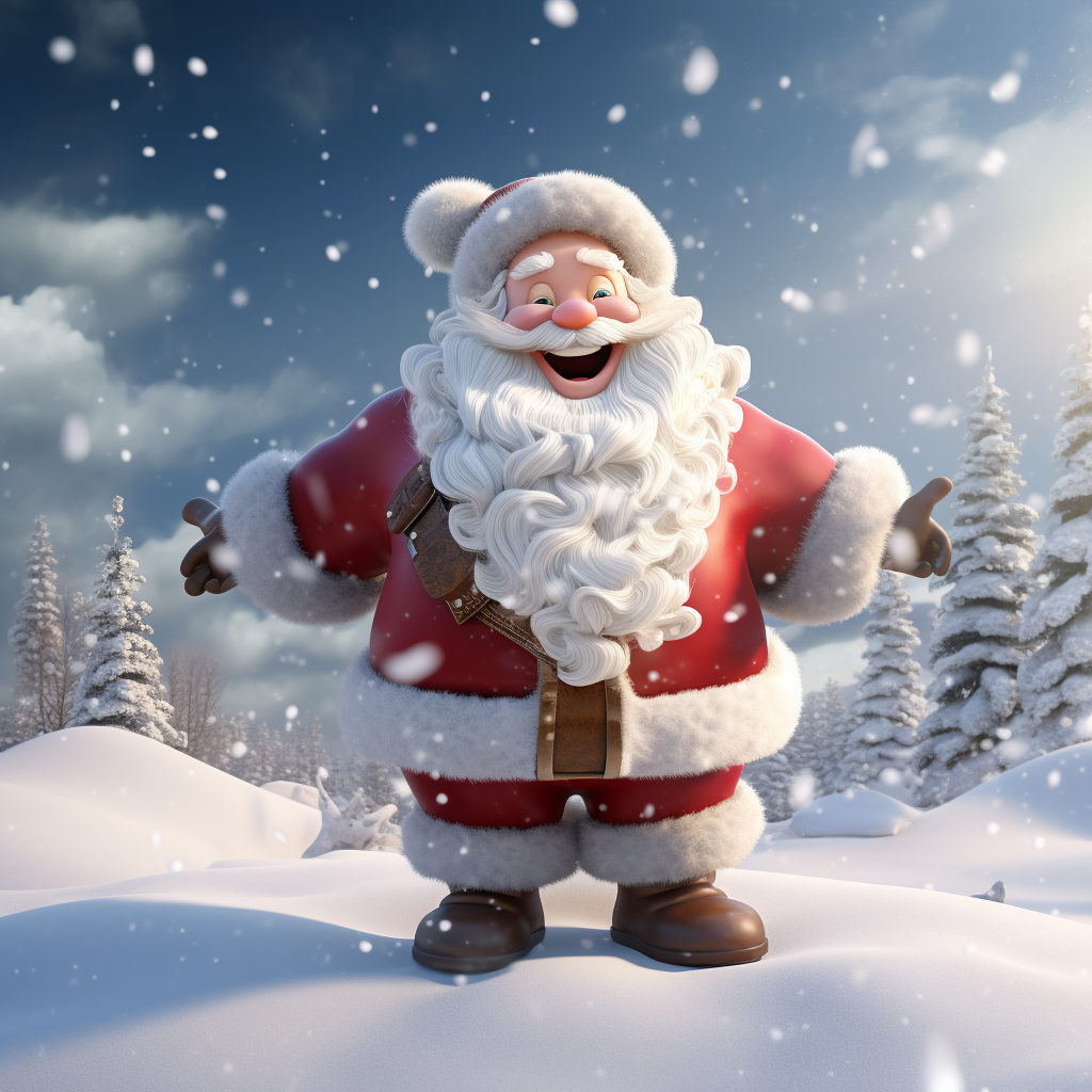 3D Disney Santa Claus on Snow