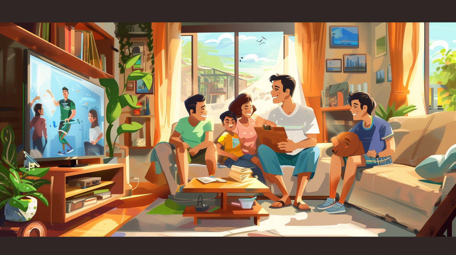 Disney Style Family Happy Living Room