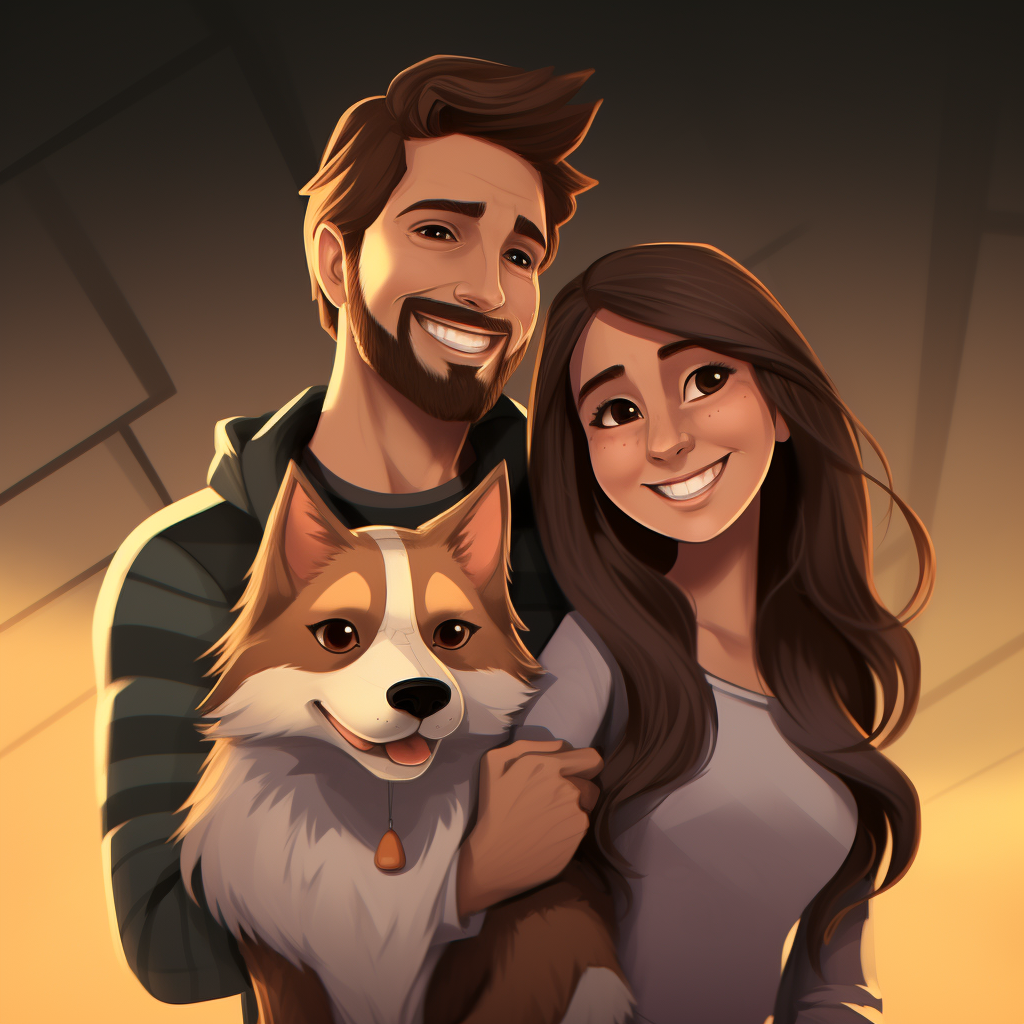 Illustration of a happy Disney-style family