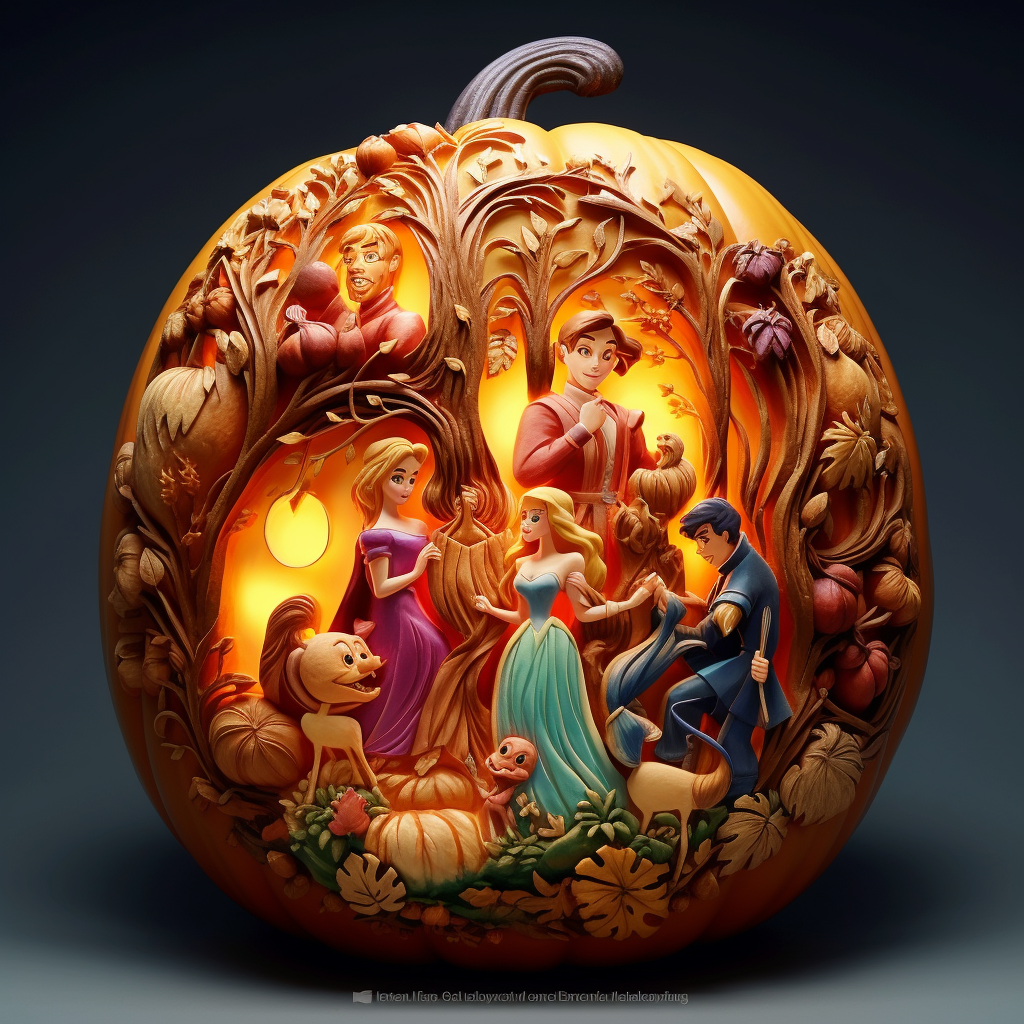 Disney-style pumpkin carving characters