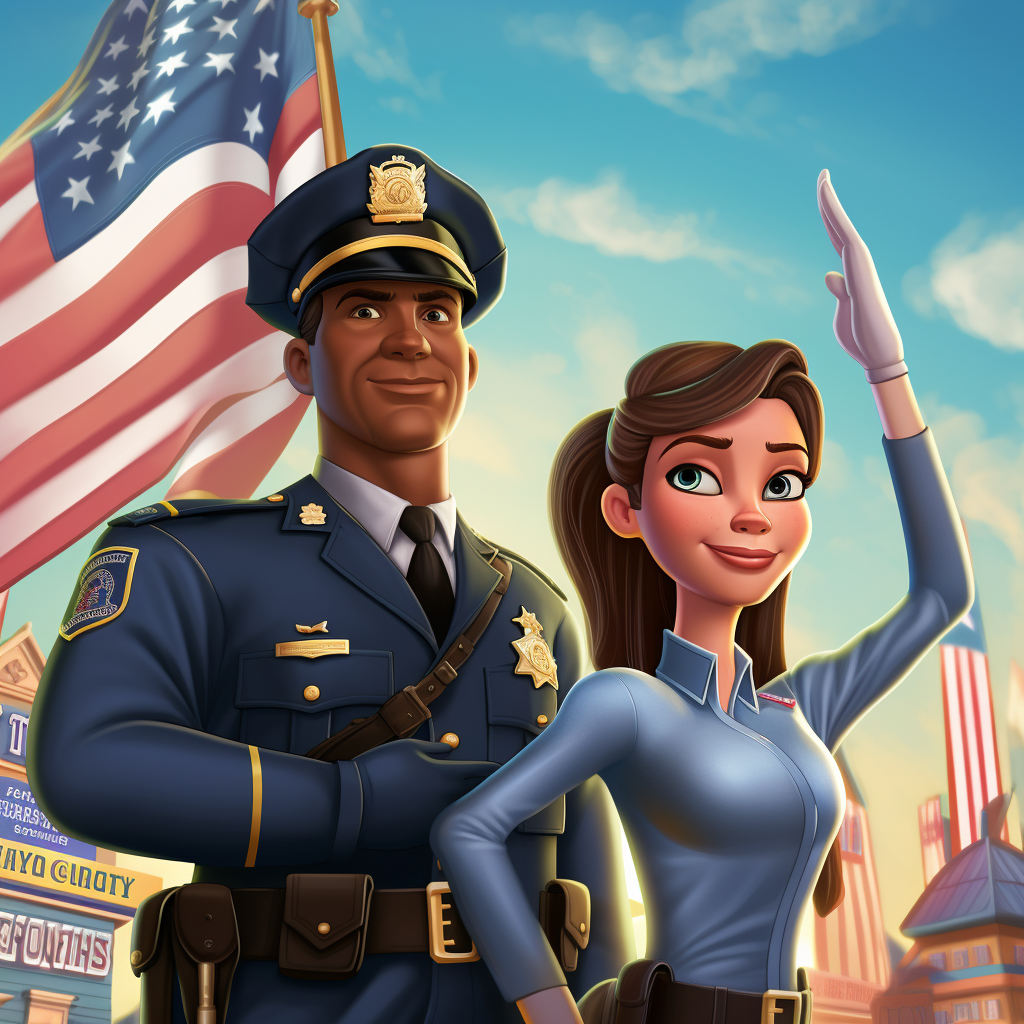 Disney animated film cover with patriotic flag salute