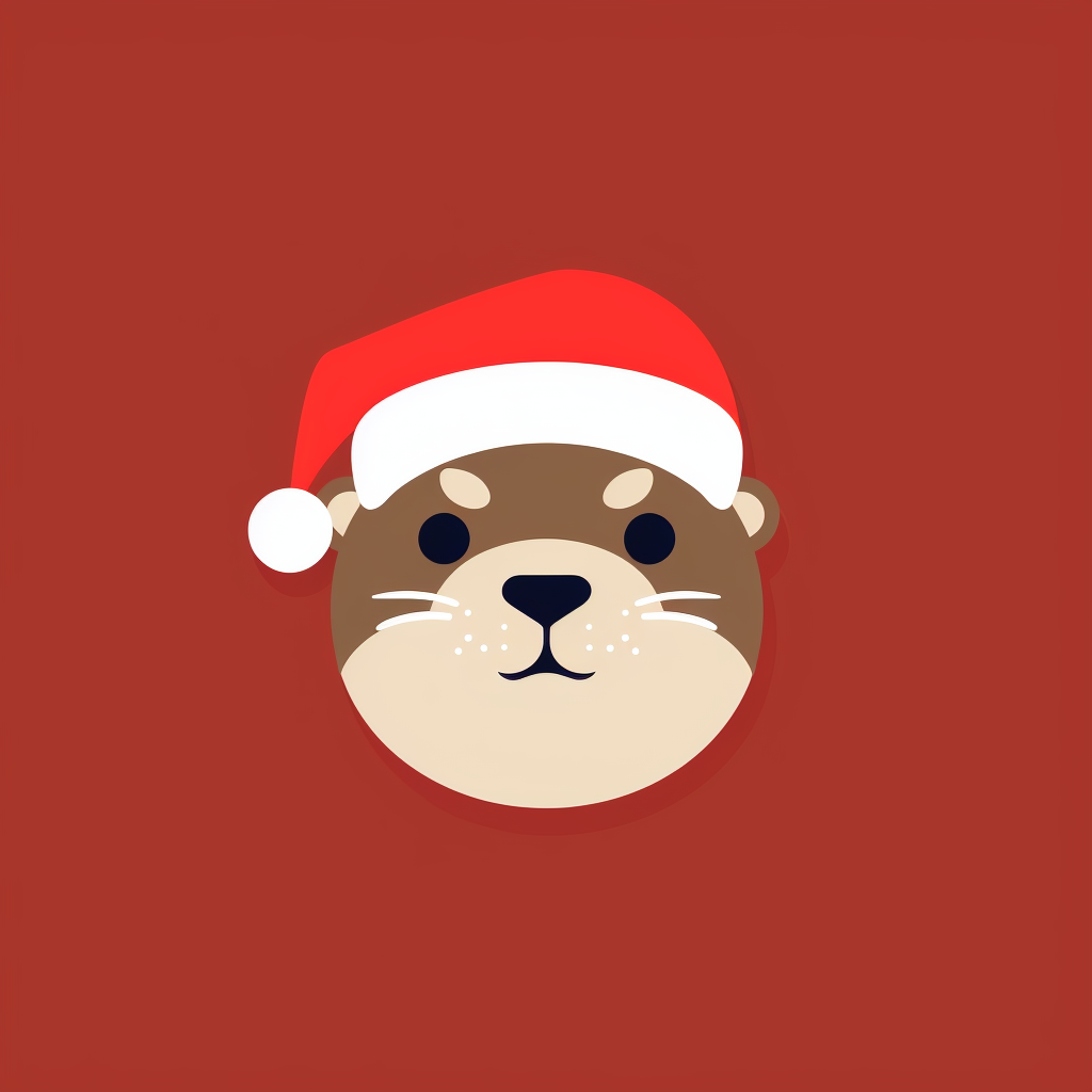 Cute Disney-inspired cartoon otter with Christmas hat