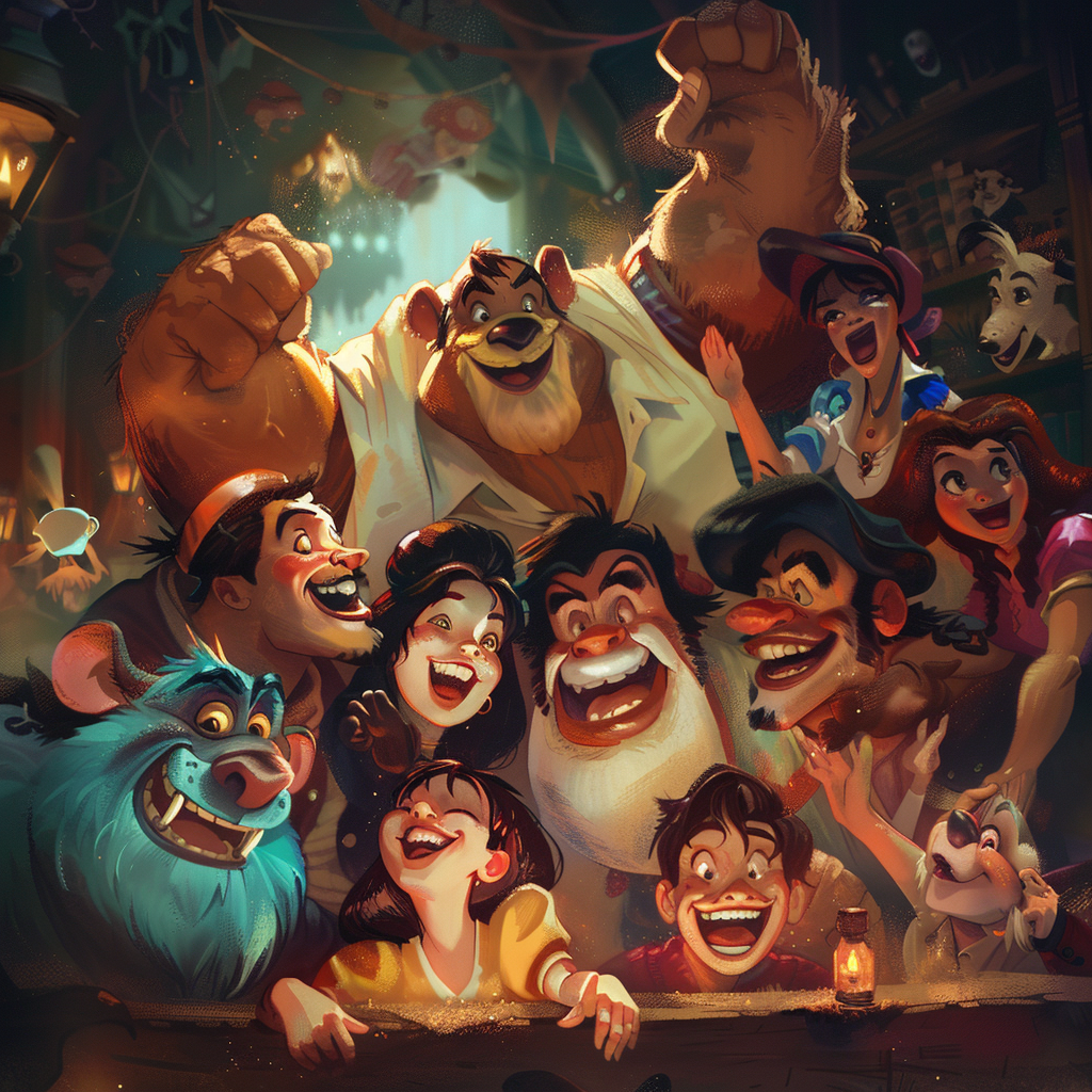 Disney characters enjoying fun activities