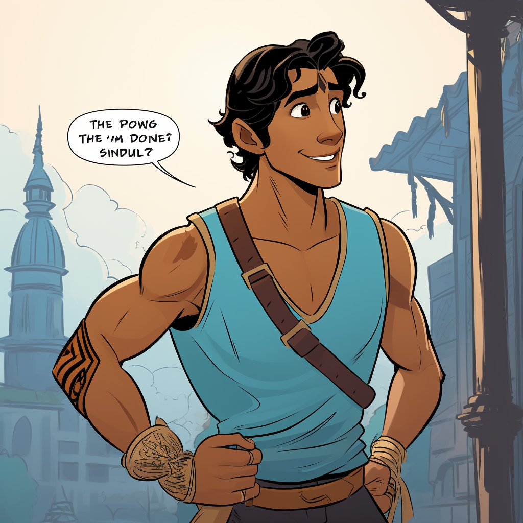 Young Indian person in Disney comic style with speech bubble