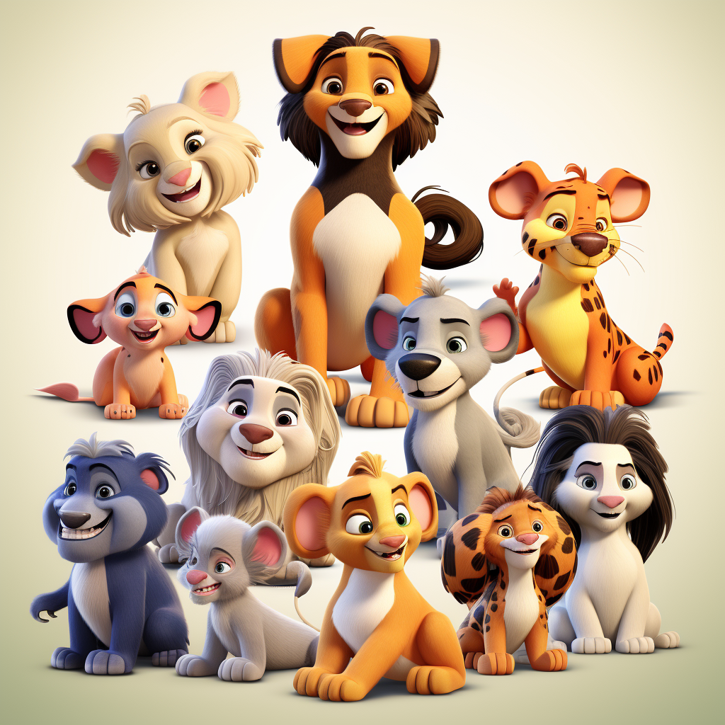 Cute Cartoon Animals in Disney Style