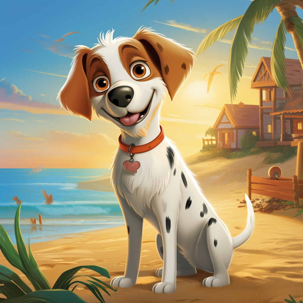 Disney-inspired dog at the beach clipart