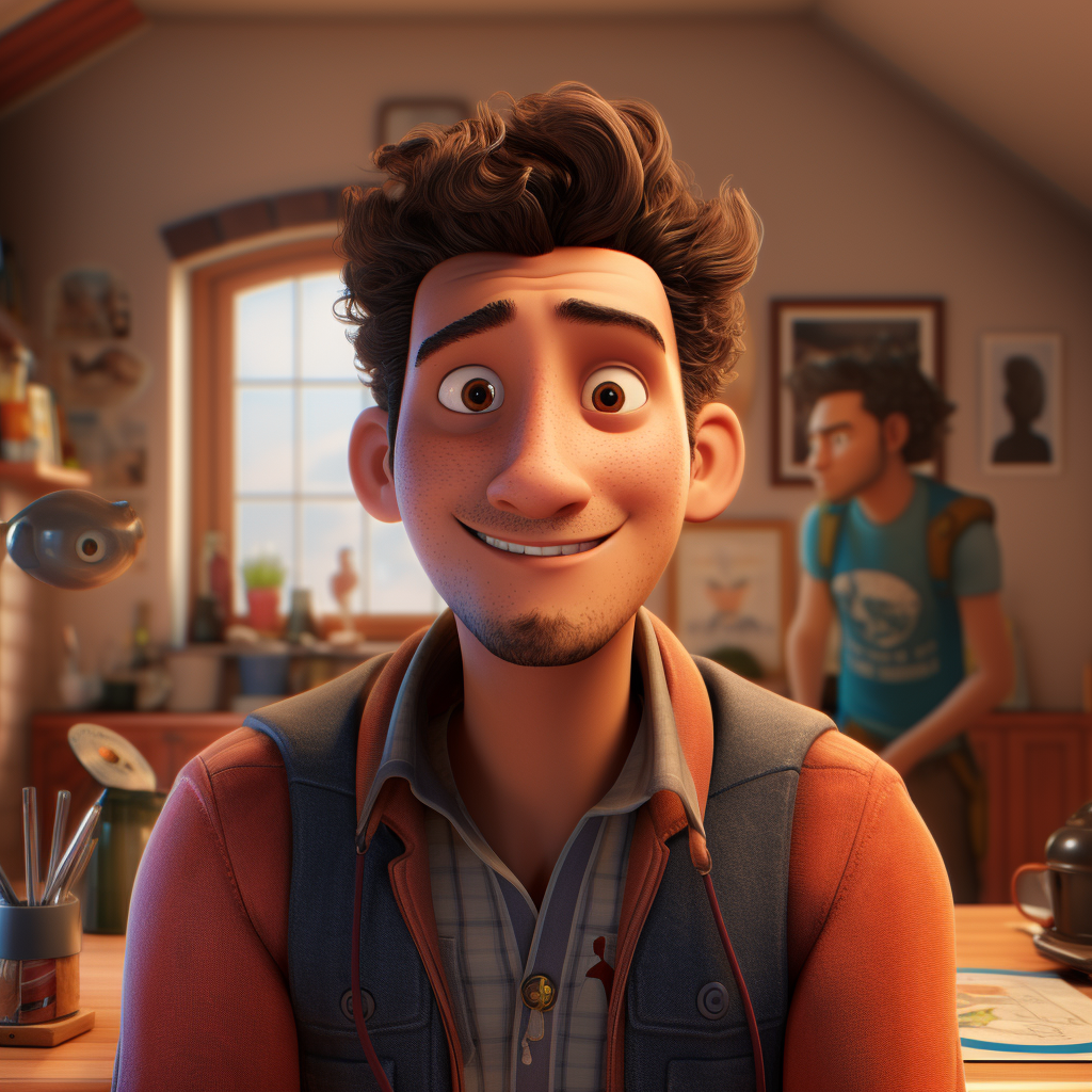 Graphic designer freelancer in Disney animated 3D