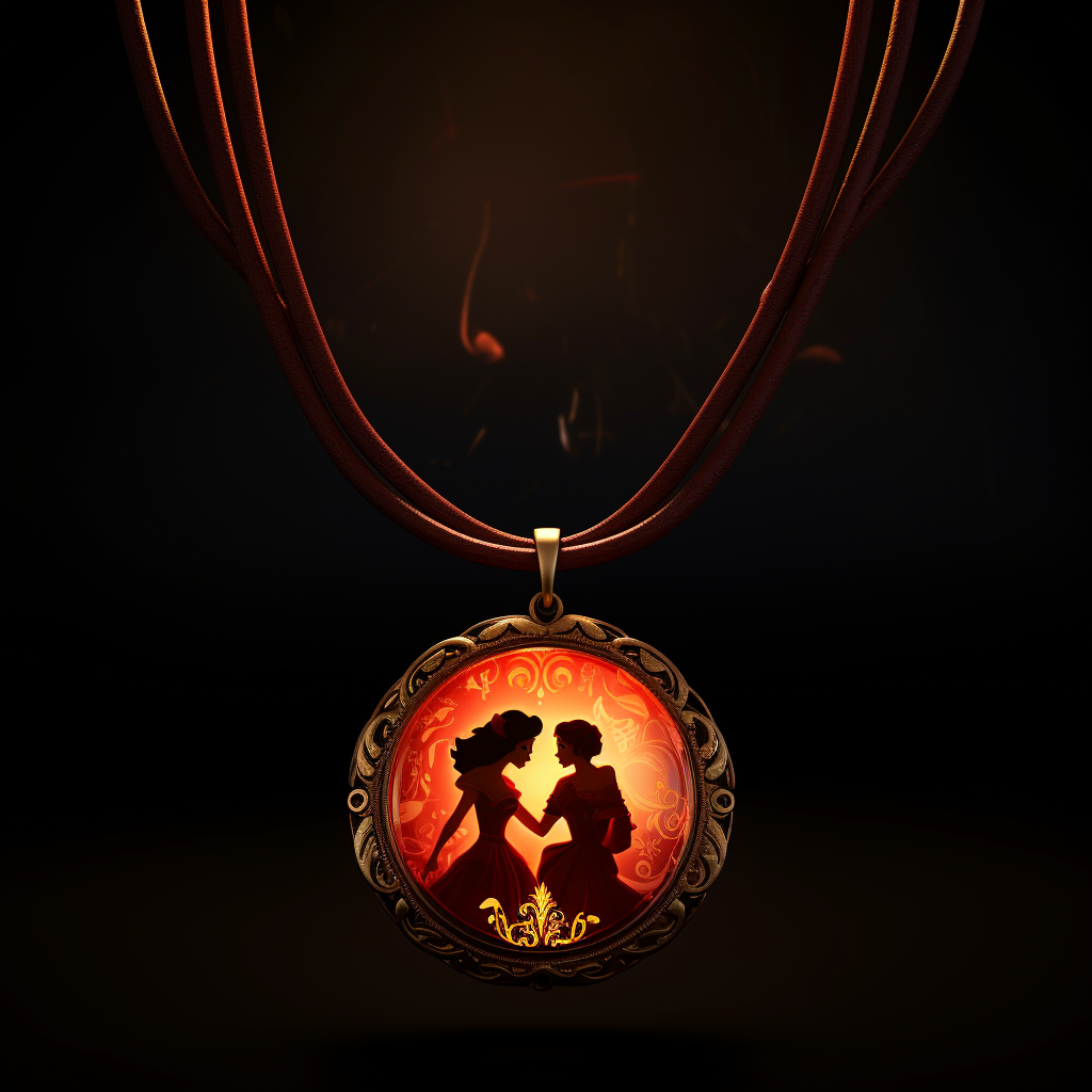 Disney Couples Necklace on Black Background